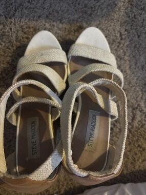 Steve Madden Braided Strap Cream Sandals
